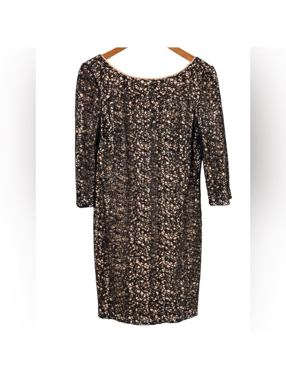 Aidan Maddox-Size 14 Black/Nude Sequined Mini Cocktail Dress. Back zip. Like new - Picture 8 of 15